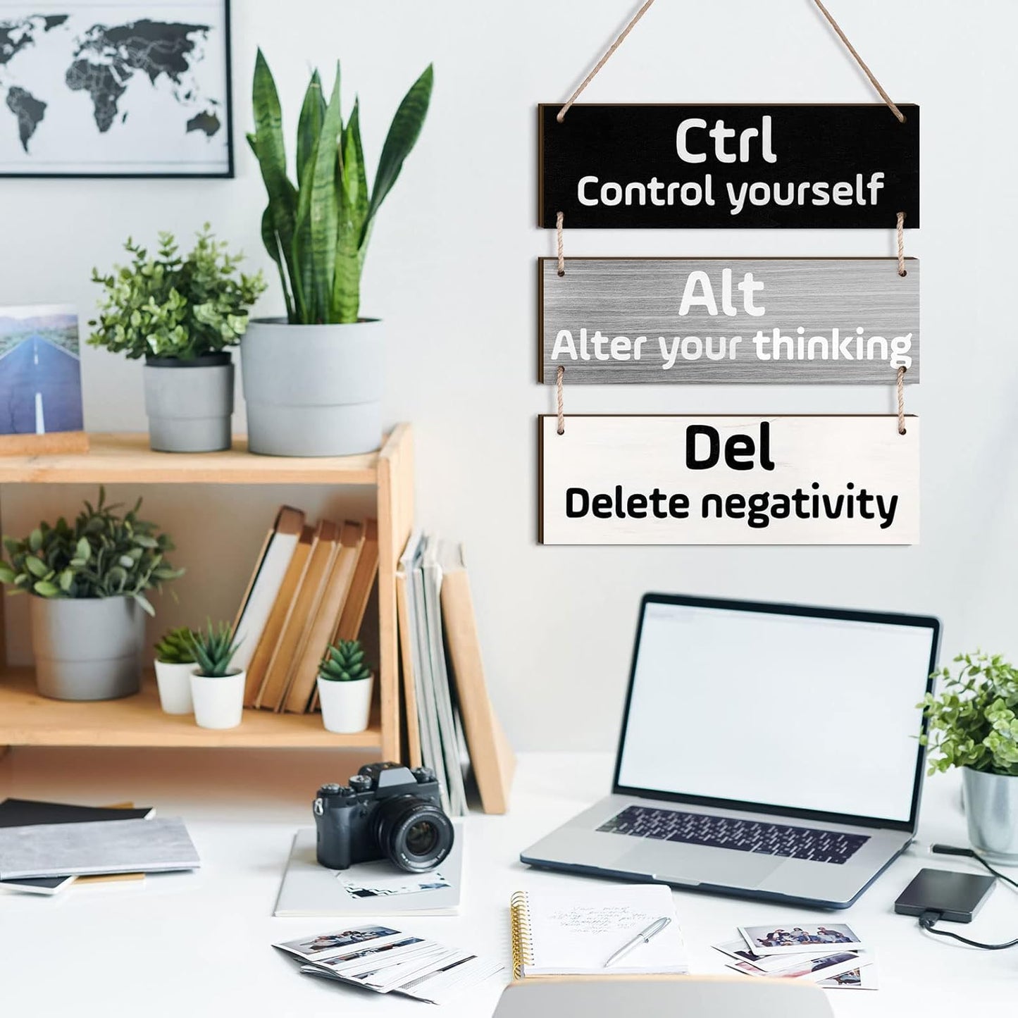 Office Wall Decor Inspirational Wall Art for Motivational Plaques Rustic Wooden Hanging Decor Positive Saying Quote Sign Art for Home Office Living Room(Black, Gray, White)