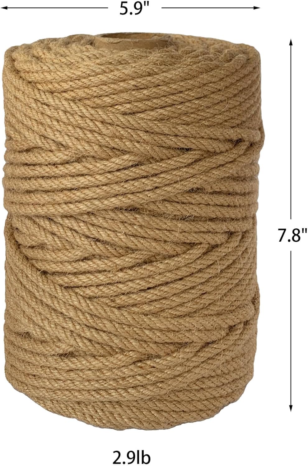 2-Pack Natural Jute Twine Rope, 6mm x 656ft Heavy Duty & Eco-Friendly - for Crafts, Gardening, Cat Scratching Post, Bundling & Hanging, 328Feet/Roll