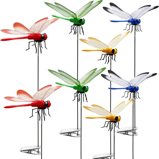 Dragonfly Clip on Hat, Dragonfly Garden Décor, 3D Fake Dragonflies The Deer or Horse Fly Nature Enemy to Scare Garden Fly for Indoor Outdoor (8Pcs-Colorful)