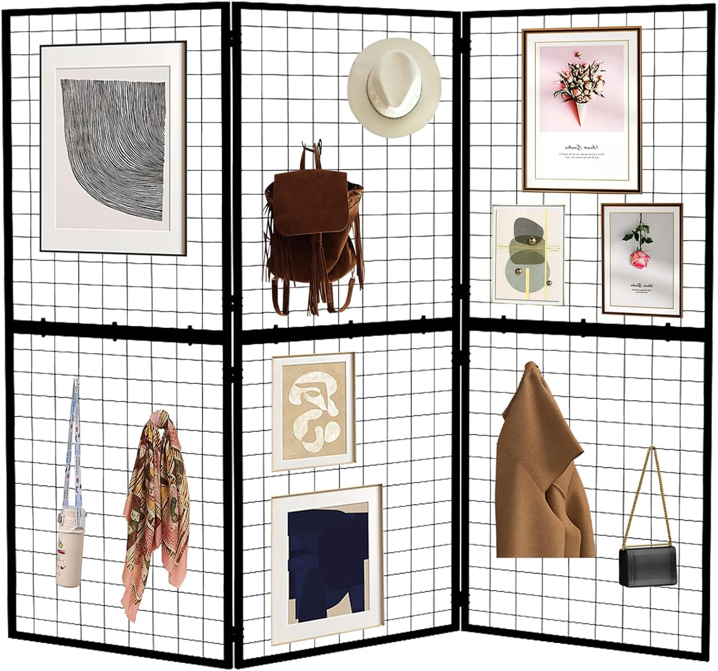 Foldable Gridwall Display Panel - 3 Pack of 2x5 Ft Heavy Duty Z Unit Wire Grid Wall Panels for Retail Store, Trade Show, Pop Up Shop, Versatile Merchandiser Display