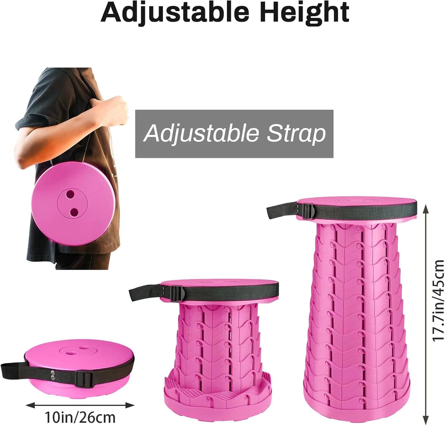 Portable & Lightweight Foldable Camping Chair for Adults, Heavy Duty Folding Stool with Adjustable Shoulder Strap, Perfect for Picnic, Beach, Backyard, and Sporting Events, Max Weight 400lbs