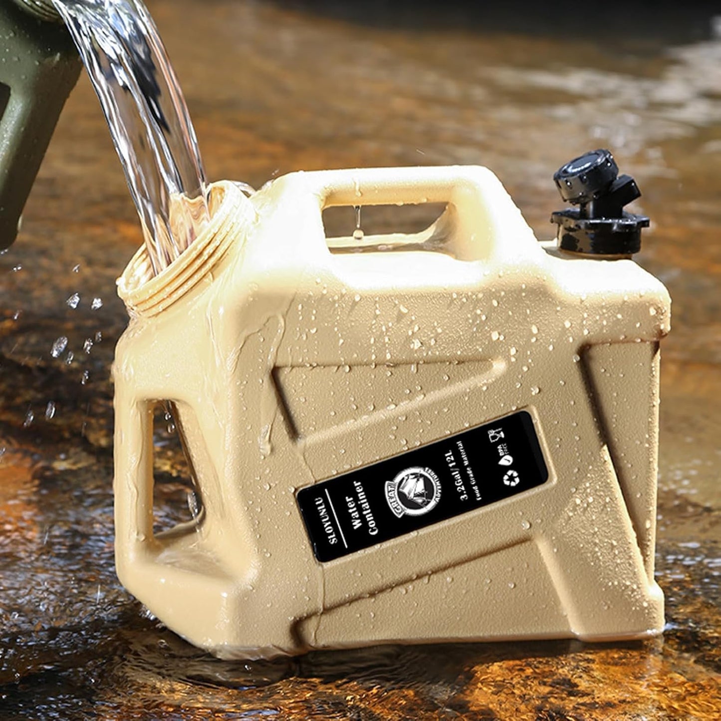 3.2 Gallon Water Jug with Spigot, BPA Free Leak-Proof Camping Water Container, Portable Emergency Water Storage for Outdoor Hiking, Home Use, Camping Essentials