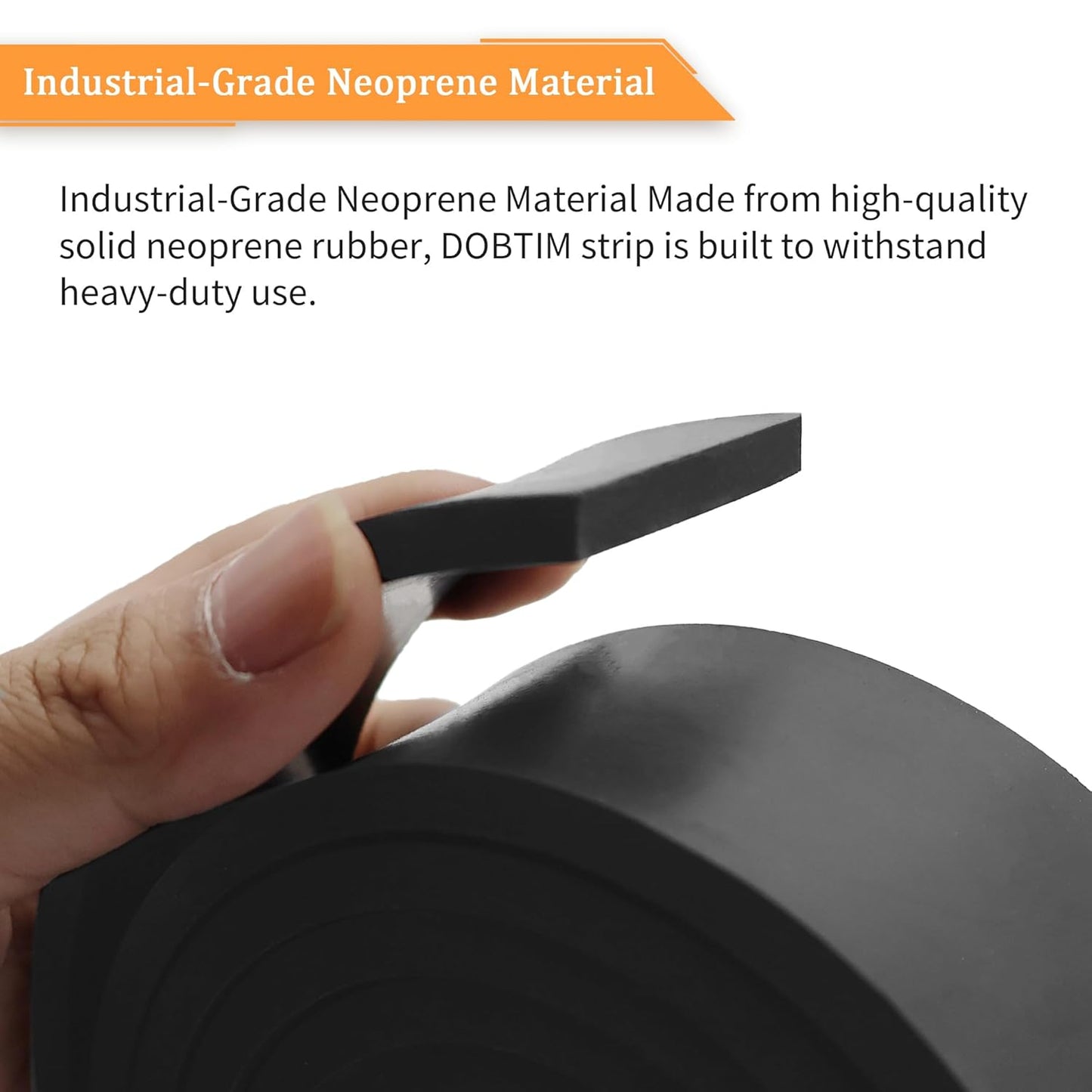 DOBTIM Thick Solid Neoprene Rubber Strips 1/4 (.250)" Thick X 1" Wide X 10' Long, Rubber Sheets, Rolls & Strips Use for Supports, Leveling, Sealing, Bumpers, Protection, Abrasion, Flooring