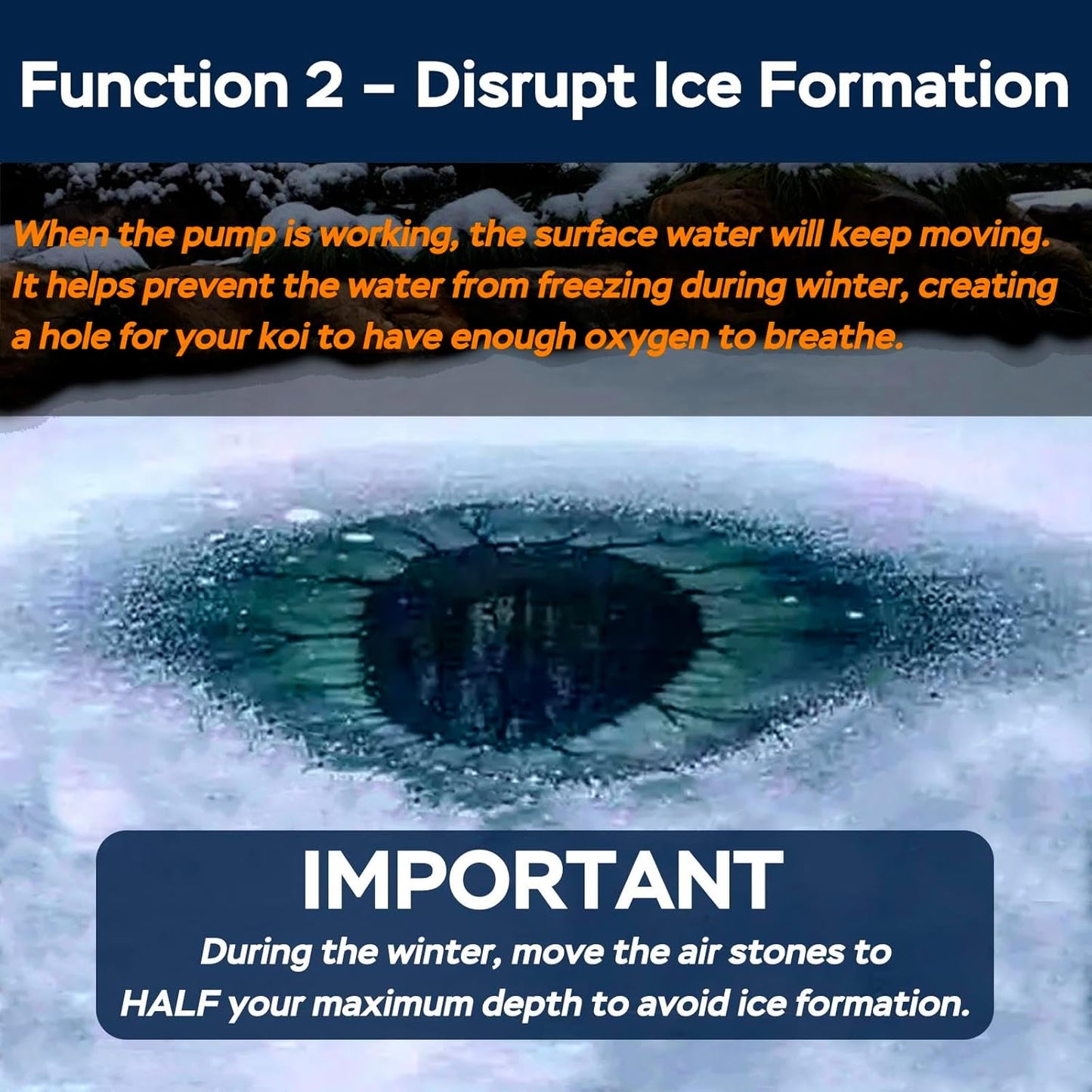 AquaMiracle All-in-1 Koi Pond Aeration Kit Pond Air Pump with Self-Sinking Airline Rubber Air Diffuser, Air Flow Control Pond Aerator for Outdoor Pond 2,000-5,000 Gallons