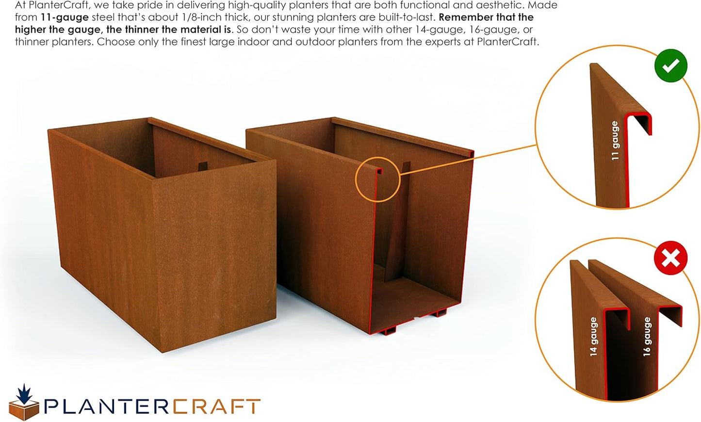 Extra Large Corten Steel Planter, 84x24x36 Large Rectangular Planters for Outdoor Plants, Heavy Duty Metal Planter Box for Patios, Gardens, and Commercial Spaces