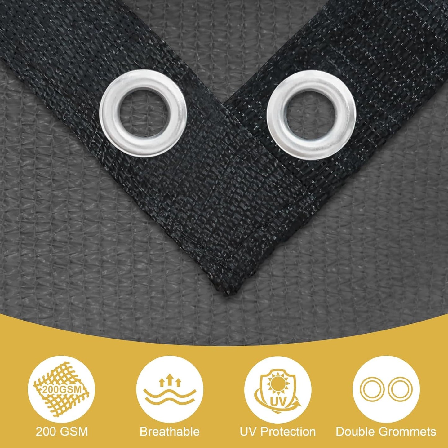 Shade&Beyond 90% Sun Shade Cloth with Grommets, 10' X 12' Pergola Shade Cover Canopy, Mesh Tarp Sun Screens for Patio, Outdoor, Garden, Backyard, Dark Gray