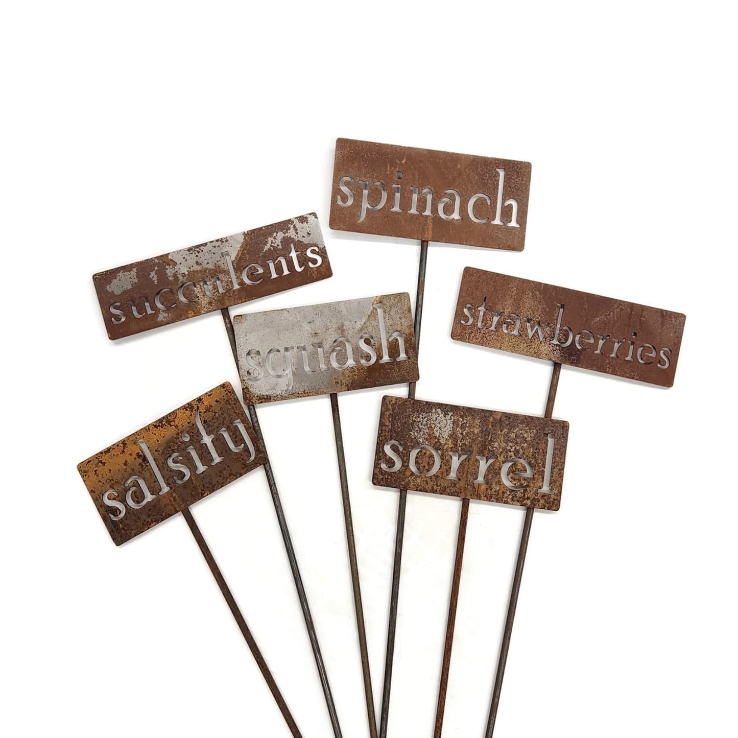 Classic Metal Garden Markers 19 Inches Tall (strawberries, Naturally Rusted)