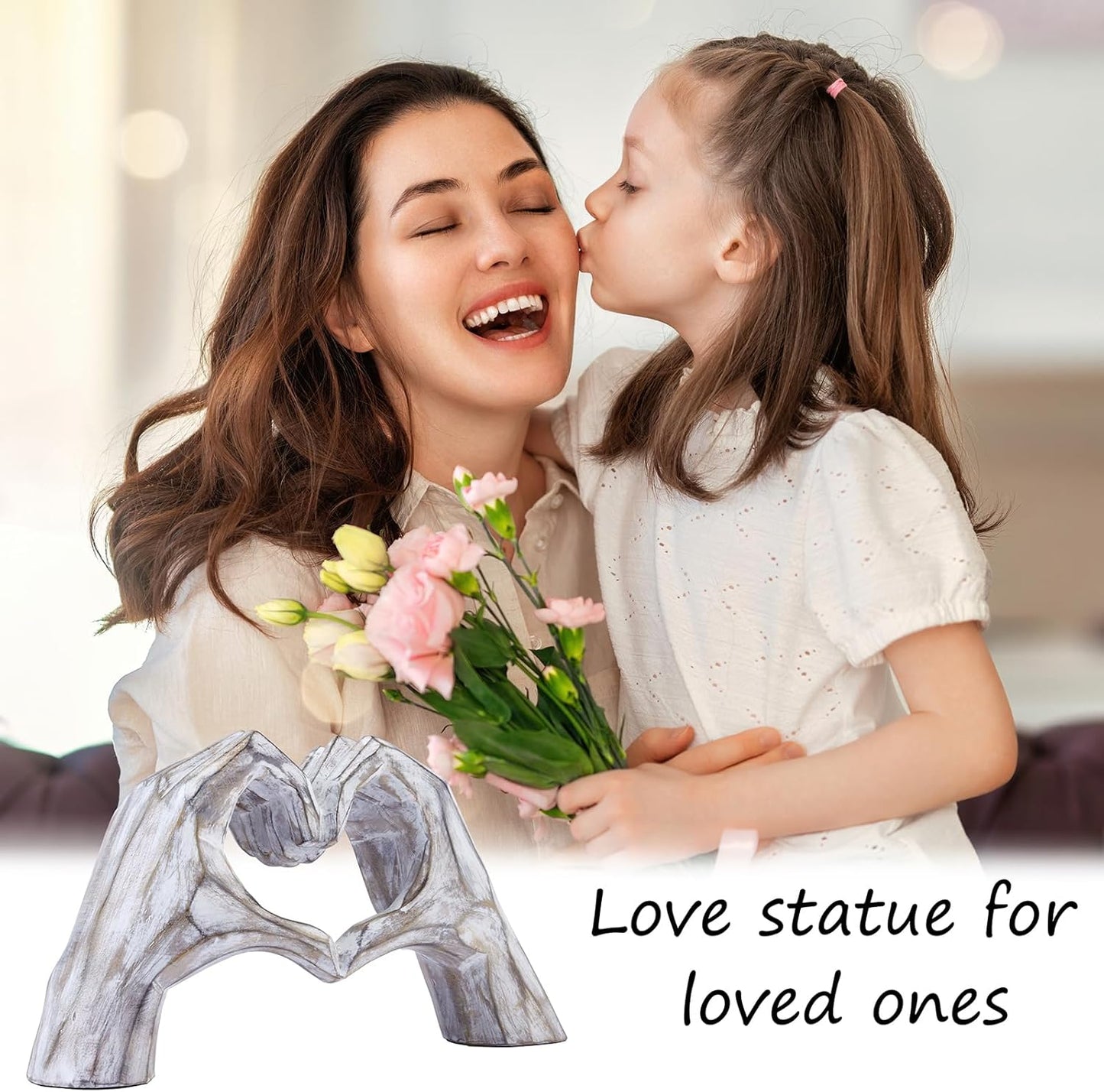 Valentines Day Gifts for Him, Heart Hands Sculpture, Heart Hands, Valentines Day Decorations, Sculptures Home Decor for Living Room Bedroom Bookshelf(No Bracelets)