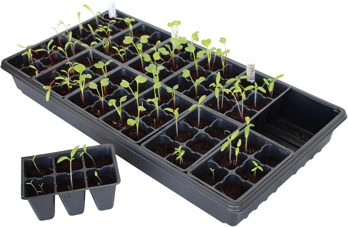 Handy Pantry Black Plastic Garden Tray Inserts – 10 Sheets, 72 Planting Pot Cells Each – 2x3 Nested x12 Configuration – Ideal for Nursery, Greenhouse, Seed Starting, and Vegetable Gardening