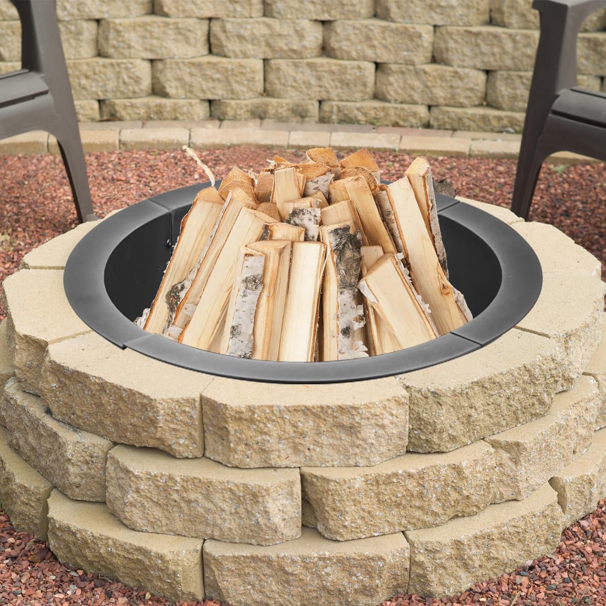 36 inch Fire Pit Ring, Firepit Ring for Camping, Wood Burning Fire Pit for Outside,Yard,Garden,Outdoor Fireplace