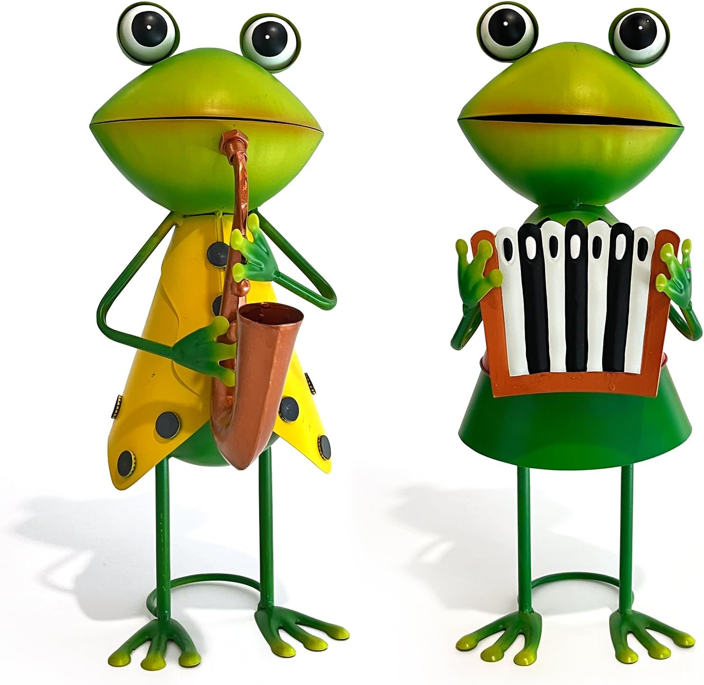 HONGLAND Metal Frog Garden Decor - Metal Frog Outdoor Statue -Funny Garden Frog Decorations - 3D Frog Figurine - Christmas Holiday Housewarming Gifts Lawn Patio Yard Garden Decor (Saxophone)