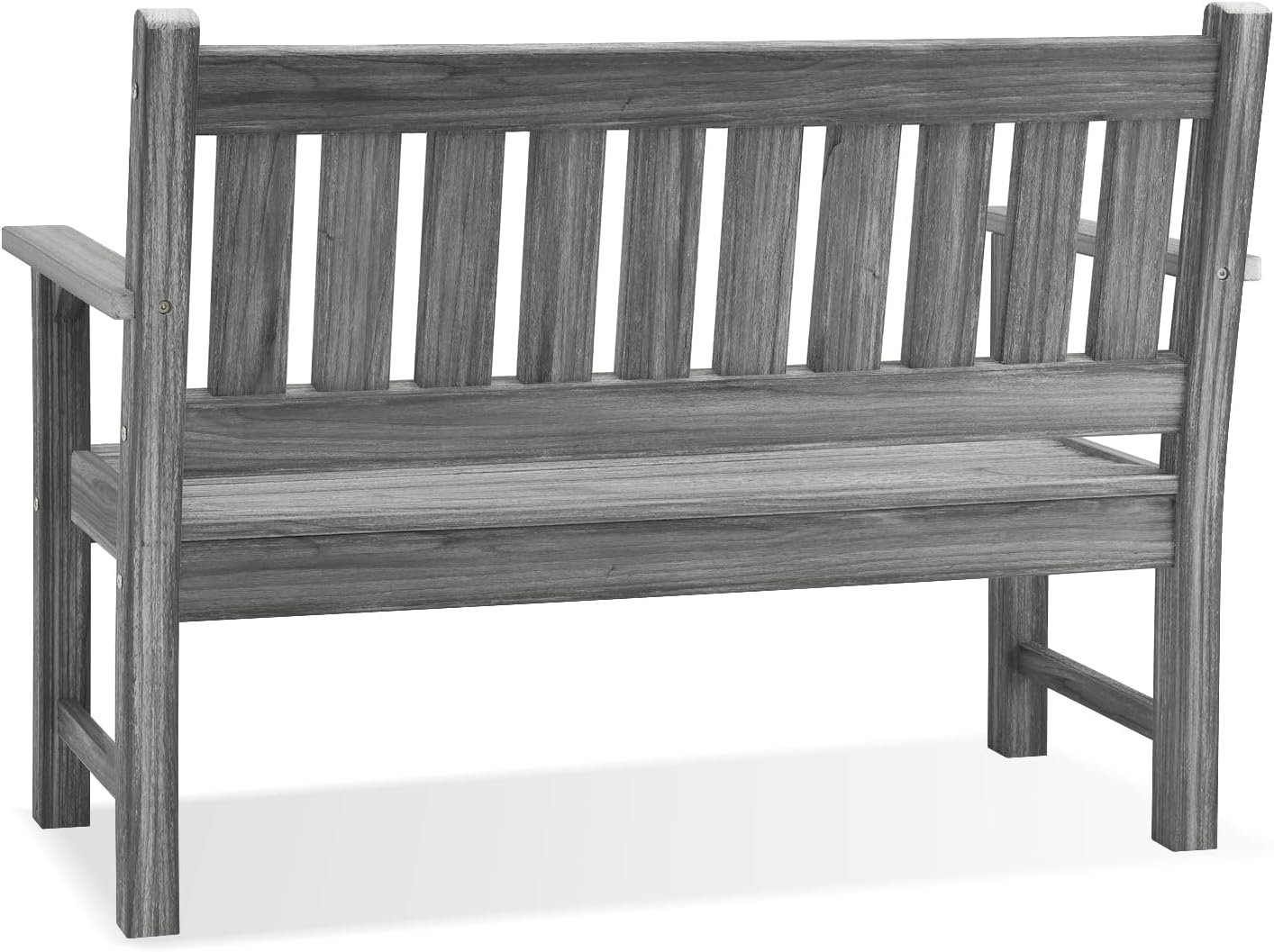Outdoor Bench, 2-Person Garden Bench, Poly Lumber Patio Bench for Outdoors, Porch, and Park (Light Grey)