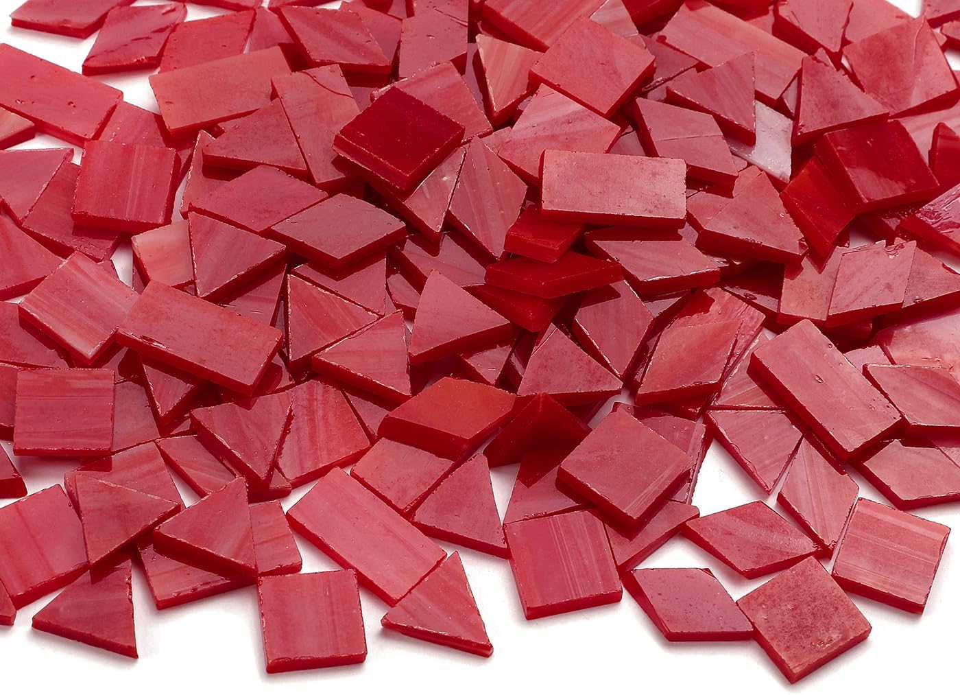 Lanyani 200 Pieces Glass Mosaic Tiles for Crafts,4 Shapes Mixed Colorful Tiffany Stained Glass Pieces,Square/Rectangle/Diamond/Triangle,Dark Red