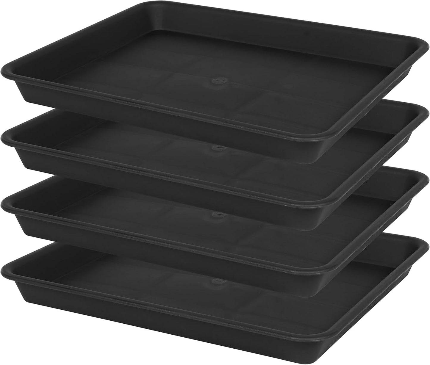 Plant Growing Trays 4 Pack, Plant Tray, 14.5"x11", Heavy Sturdy Plastic Plants Saucer, Seedling Starter Trays, Seed Starter Growing Tray (Black)