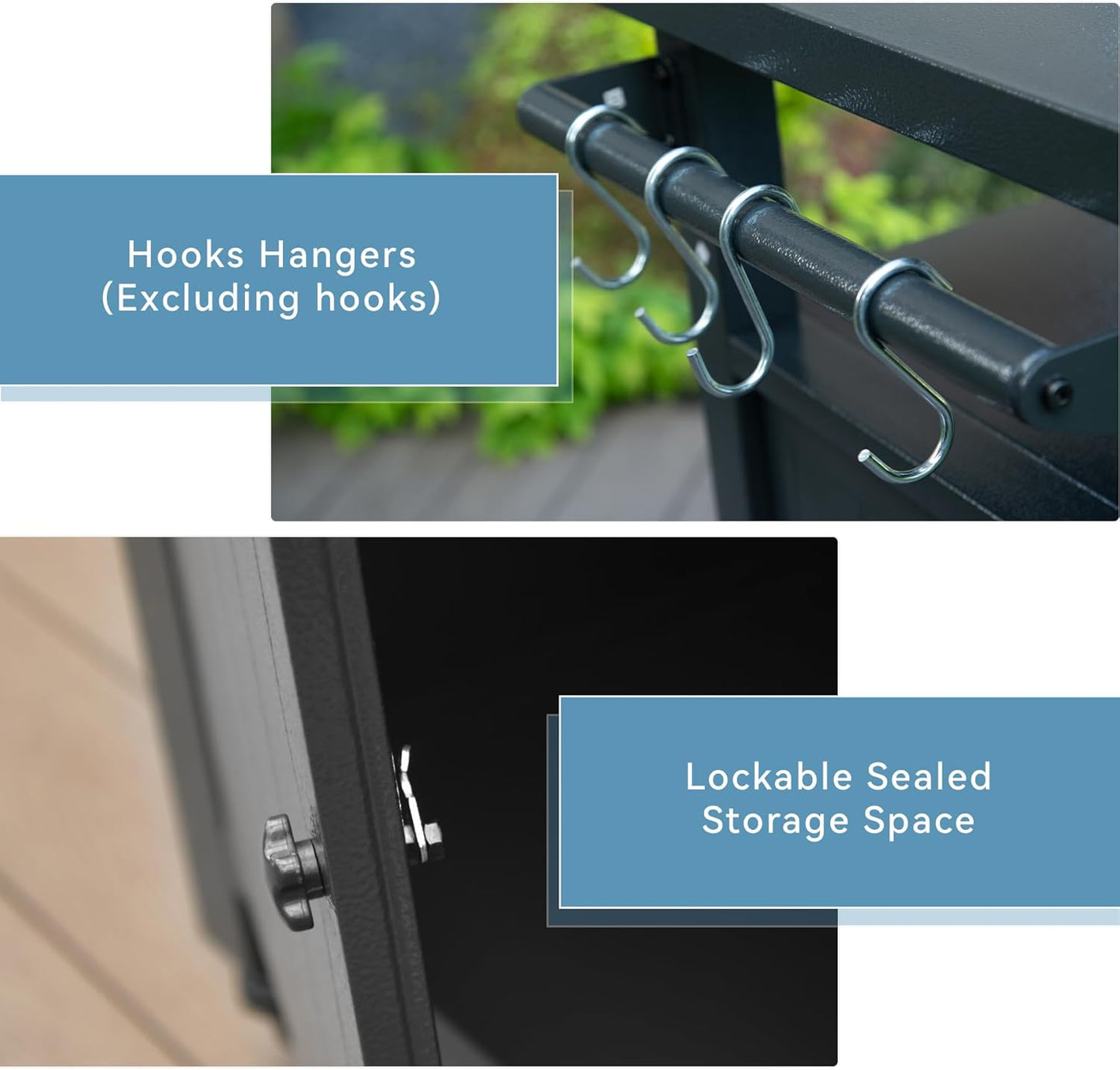 Grill Cart Outdoor with Storage Cabinet, Portable Rolling Patio Bar Cart with Wheels, BBQ Prep Table, Movable Stainless Steel Kitchen Island Dining Cart for Food/Drink/Cooking -Grey