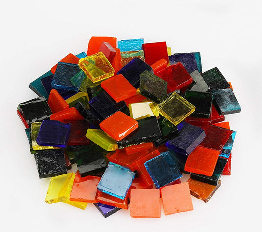 Mosaic Tiles 270 Pieces / 200 g Pack of Colored Mica Glass Mosaic Tile Supplies for Home Decoration, DIY Crafts, Plates, Picture Frames, Flowerpots – 1x1 cm Square Tiles (Transparent Mix)