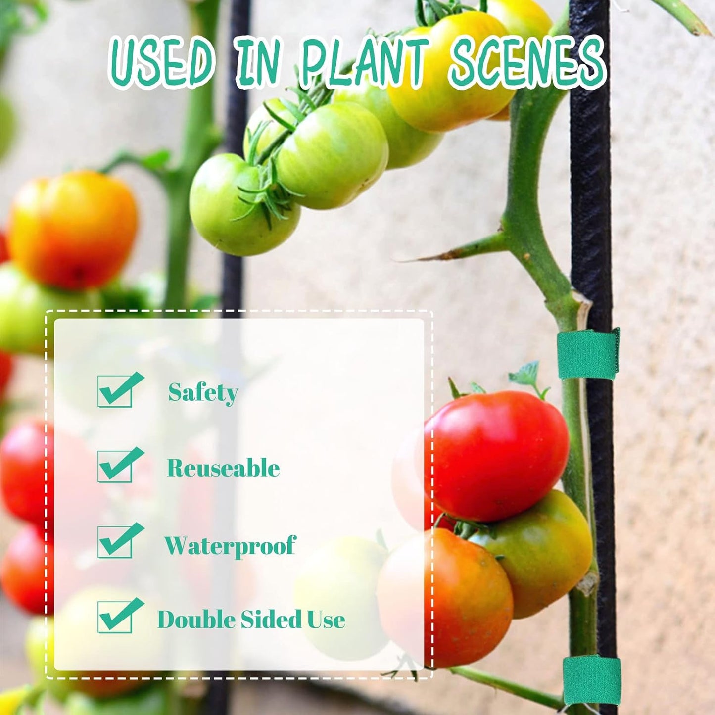 Garden Tie Green Tape - 1/2" 264ft Garden Plant Ties - Plant Twist Tie for Plant Gardening, Home, Office (8 Pack)