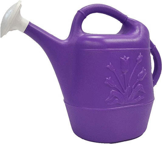 PMU 2 Gallon Watering Can - Garden Watering Can for Indoor & Outdoor Plants - Plastic Water Can with Detachable Sprinkler Head - Large Water Pot, Made in USA - Purple Pkg/6