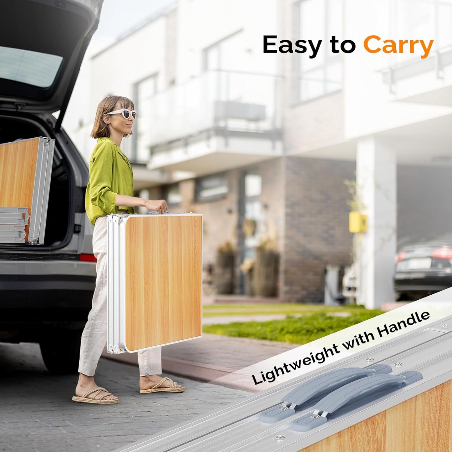 VINGLI 6ft Folding Camping Table with Carry Handle,Portable Utility Table Multipurpose for Party Picnic Tailgating Outdoor Patio Garden Indoor Kitchen …