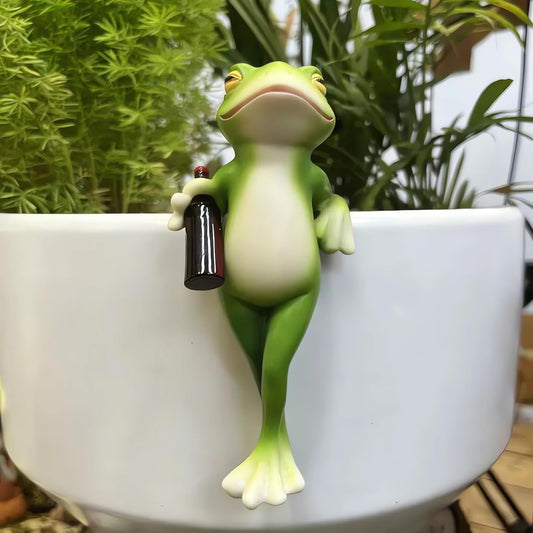 Miniature Frog Figurines Plant Decorations for Pots, Small Frog Statue Outdoor Gifts Women Garden Decor Planter Hugger for Flower,Yard,Lawn Ornament,2.82"x1.12"x5.22