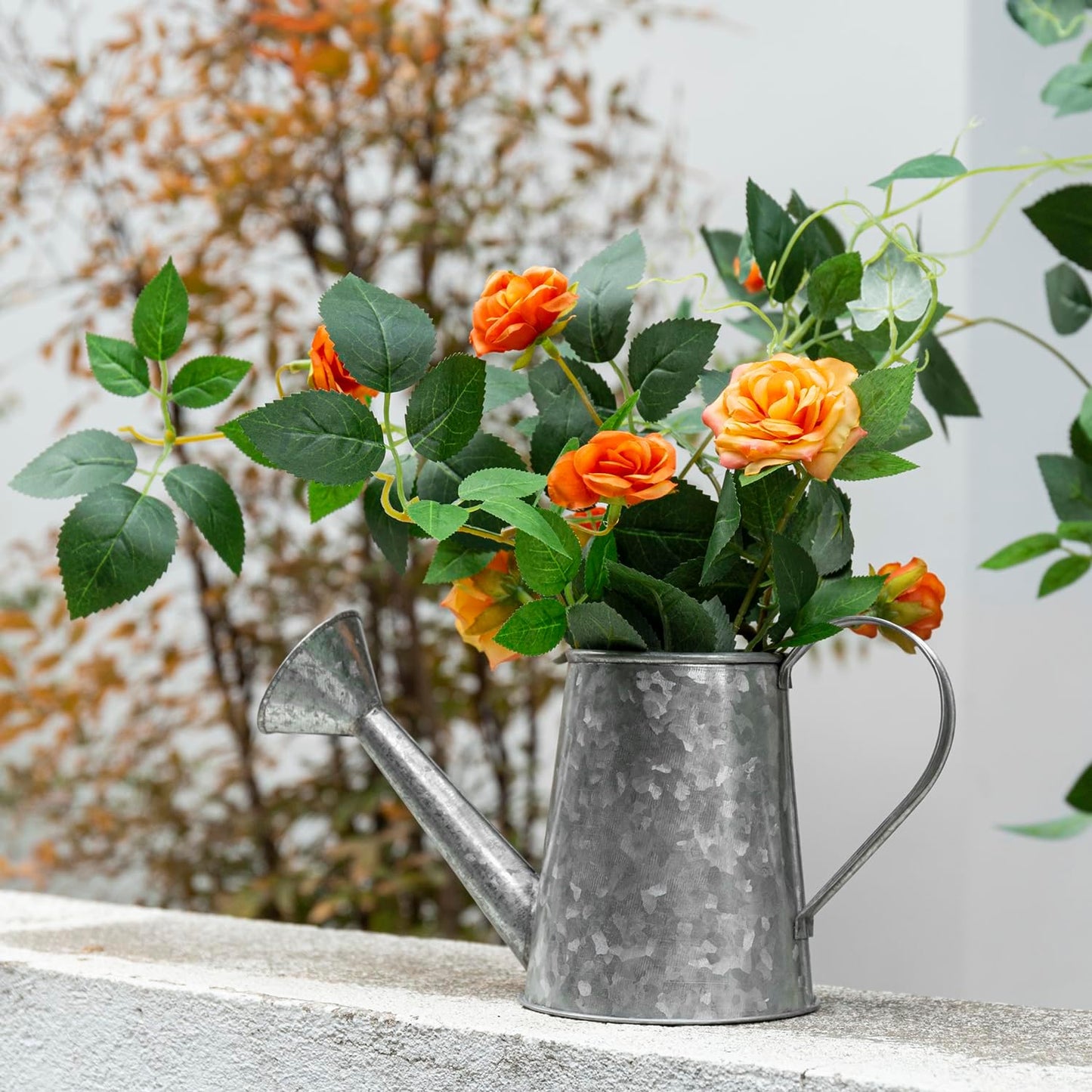 MyGift 5 Inch Mini Rustic Galvanized Metal Decorative Vase in Vintage Style Watering Can Design for Dried Flowers and Artificial Plants - Handcrafted in India