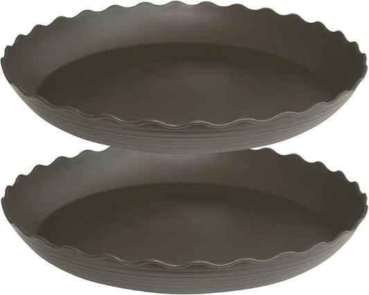 2 Pack of 14 inch Plant Saucer Plant Tray, Plastic Plant Saucer, Heavy Duty Plant Tray for Pots, Plant Saucers for Indoors Planter, Garden Water Plate Bowls for Gallon Grow Bags (Brown)