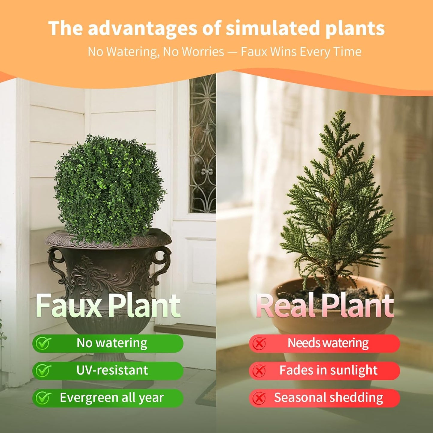 QIANYUN Artificial Topiary Trees Outdoor – 18 Inch Fake Boxwood Plants, UV Resistant Faux Shrubs for Outdoor/Indoor Decor, Perfect for Porch, Garden, Backyard