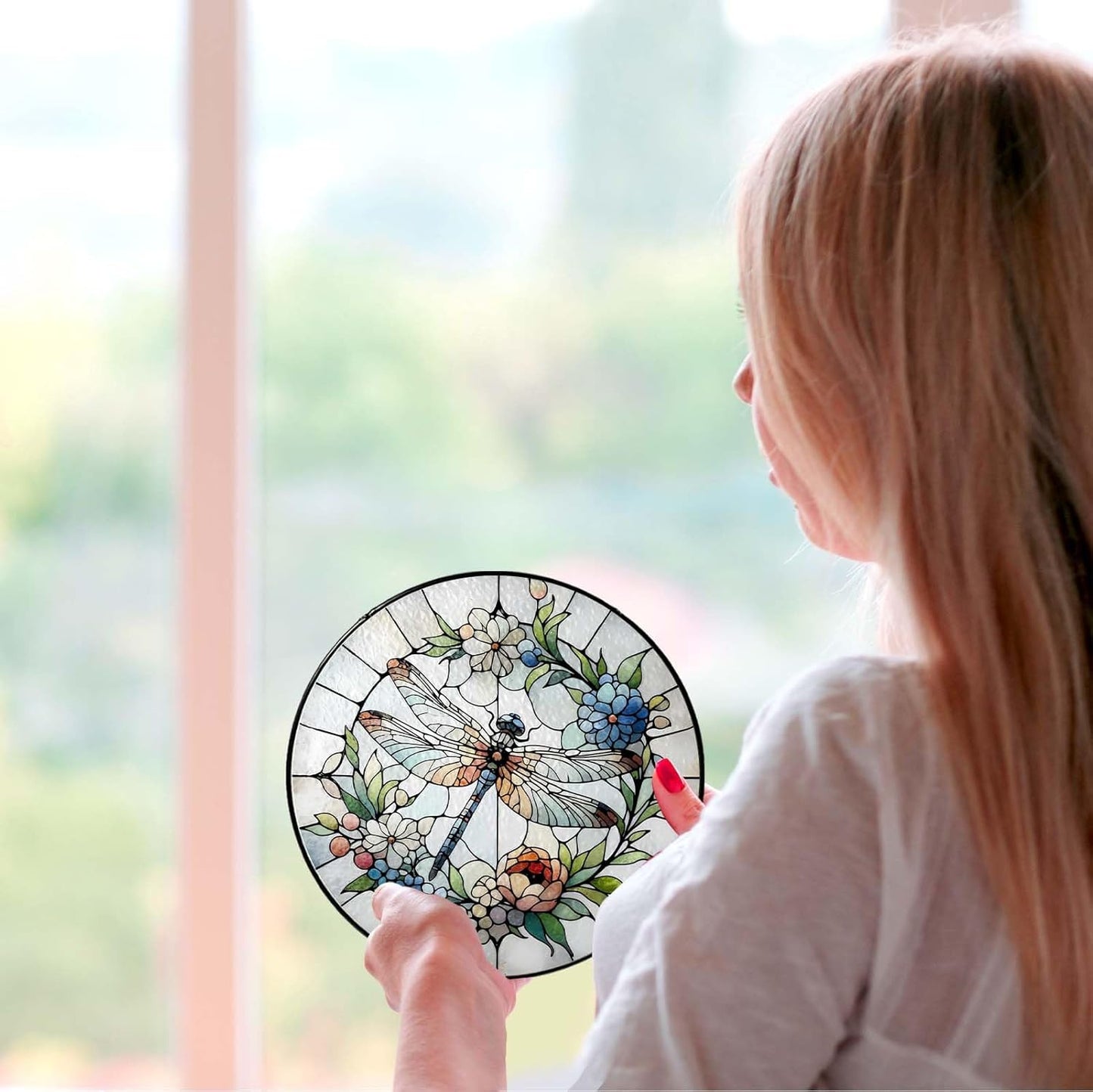 Dragonfly Sun Catcher Stained Glass Window Hanging Sun Catchers Indoor Window Dragonfly Gifts for Women Wall Decor Handmade SunCatcher Decoration for Garden Home Housewarming Gifts