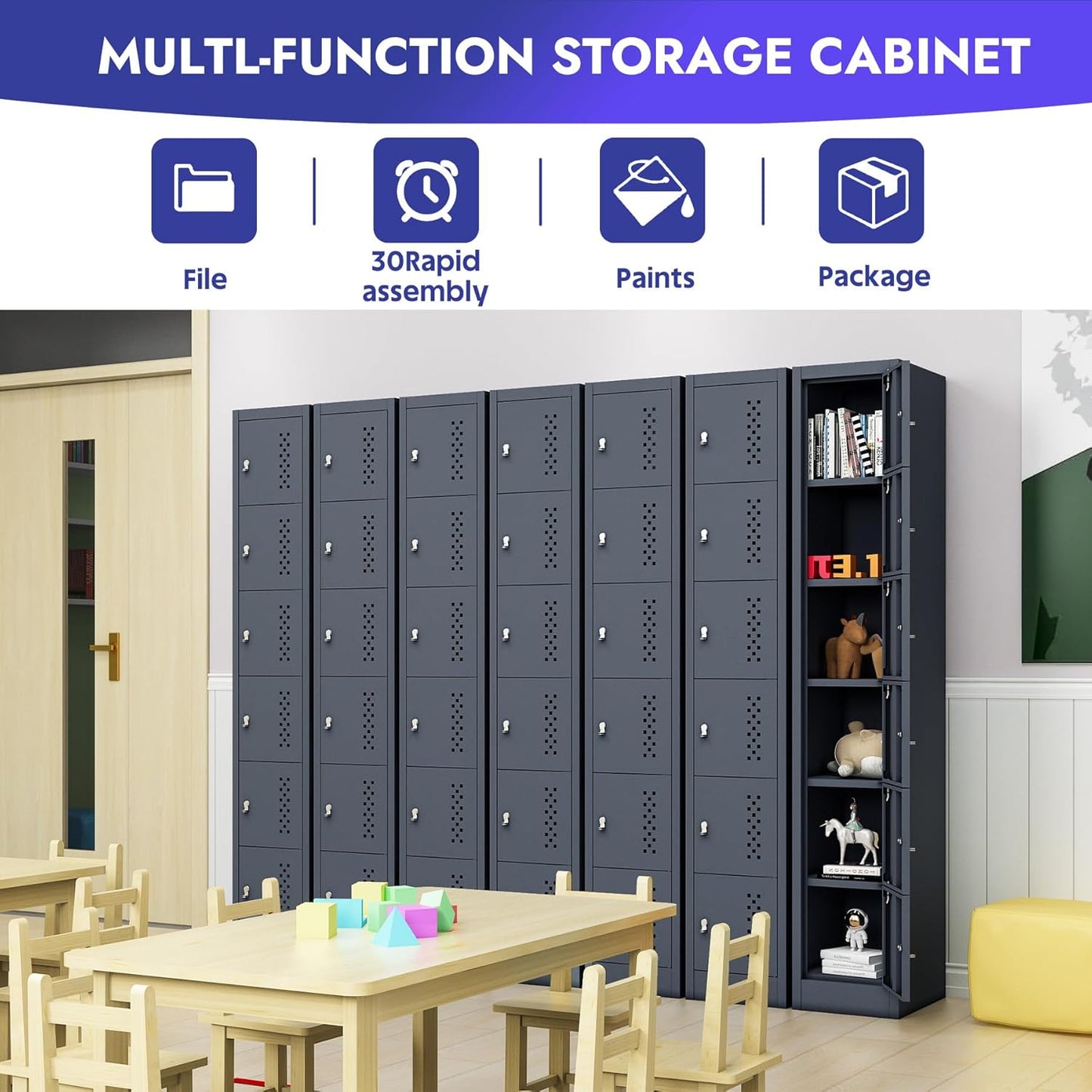 Metal Lockers - 71" Height Steel Lockers for Employees with 6 Door Storage Locker for Employees Gym School Home Office Garage - Assembly Required