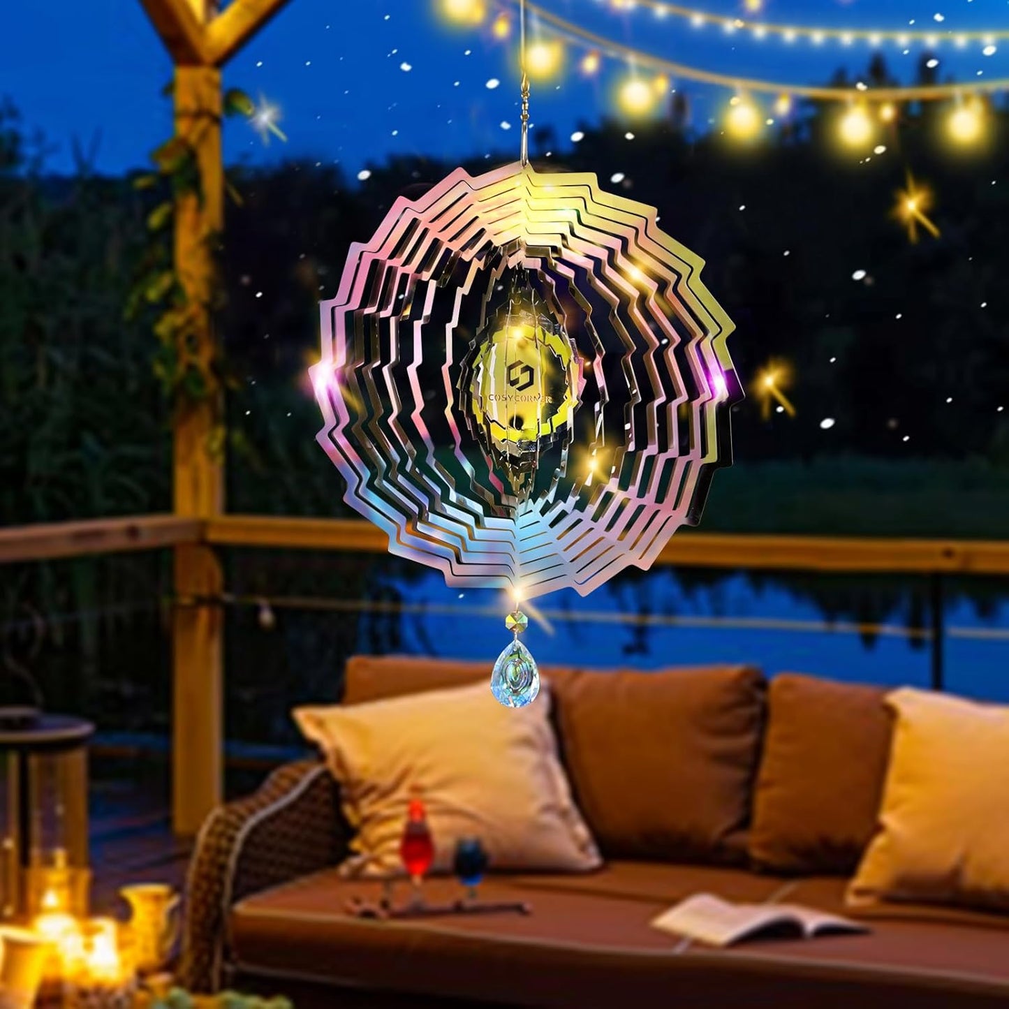 3D Wind Spinners Outdoor Flowing-Light Effect Metal Garden Decor, Highly Reflective Bird Deterrents for Outside, Mirrored Wind Sculptures to Scare Birds Away from Yard Patio Farm (Vortex-Silver)