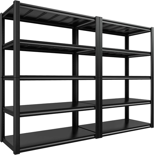 REIBII Garage Shelving 48.2" W Storage Shelves 3000LBS Heavy Duty Shelving Adjustable Metal Shelf Industrial 5 Tier Pantry Shelves for Basement Warehouse Supermarket 72.2"H x 24.2"D x 48.2"W, 2 Pack