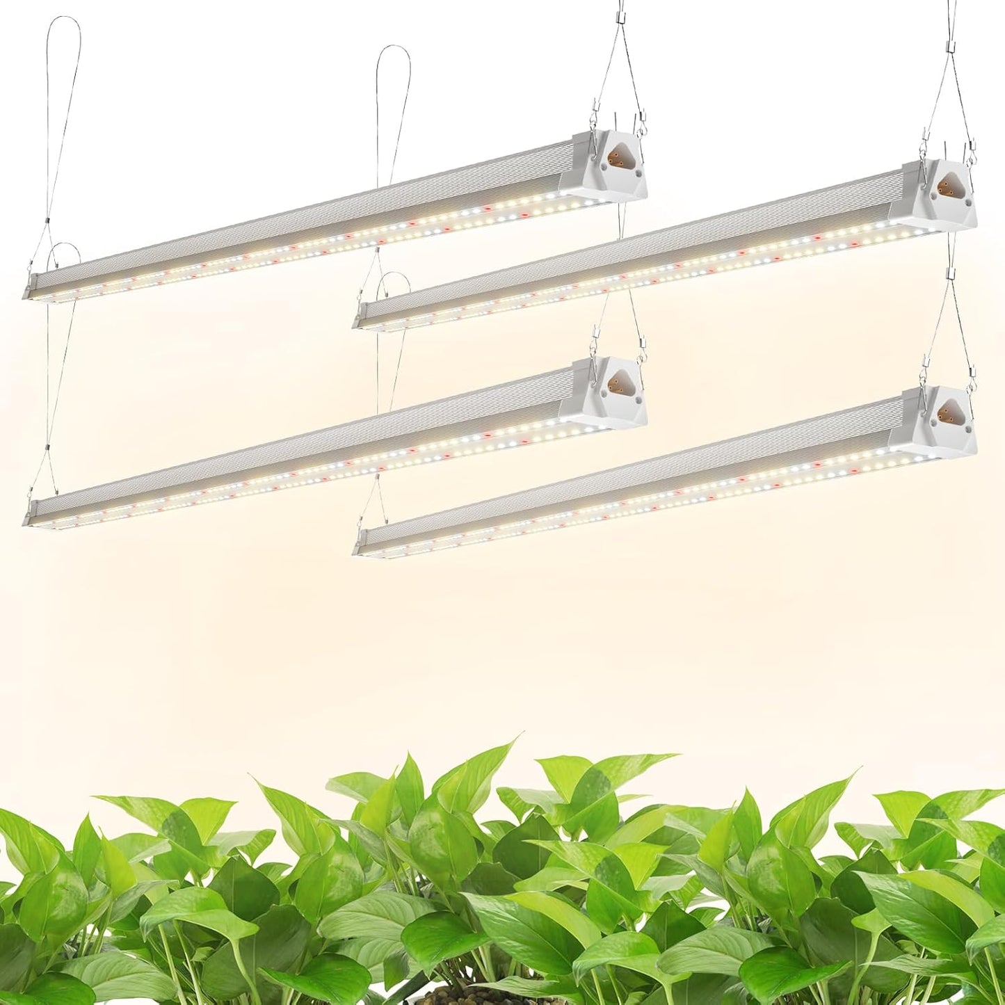 FREELICHT 4 Pack 4FT LED Grow Lights, 160W (4 x 40W,1080W Equivalent), Full Spectrum Sunlight Growing Lamp Fixture, Hanging Plant Light for Hydroponic Indoor Plants Seeding, Plug-in with On/Off Switch