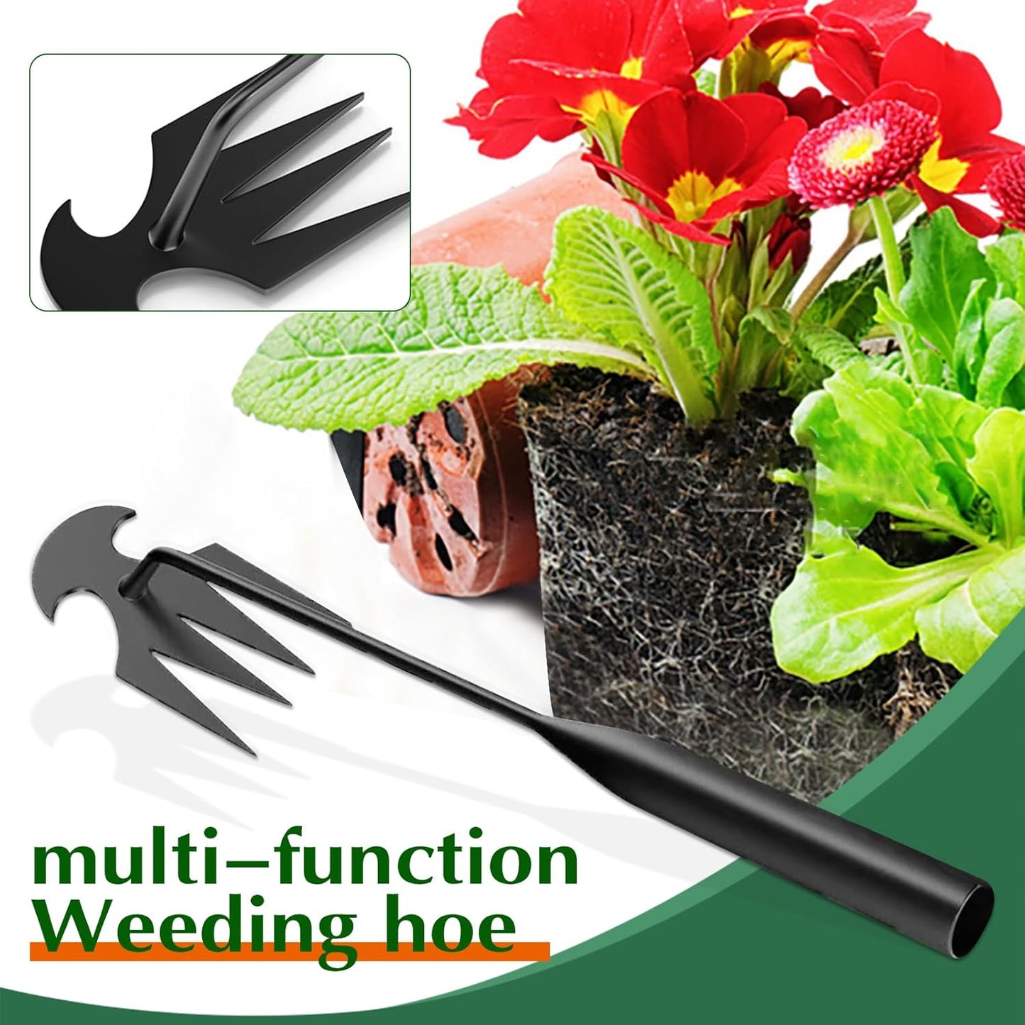 Weed Puller Tool Garden Weed Pulling Tool,Portable Garden Weeding Tool,4 Teeth Manganese Steel Forged Hand Weeder for Vegetable Gardening Backyard Farm Planting & Weeding,Ideal for Gardening