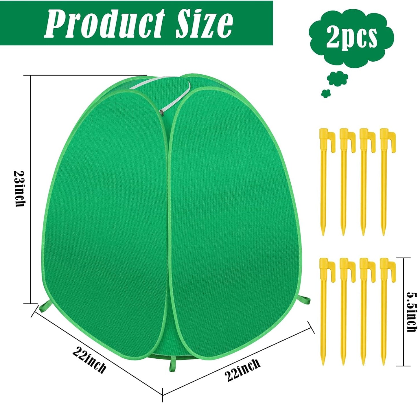 2 Pack Plant Covers Freeze Protection, Pop Up Shrub Frost Covers for Outdoor Plants Warm Plant Protectors Tent for Winter Protecting Fruit Potted Plants and Shrub from Freezing Animals Eating(22x22x23