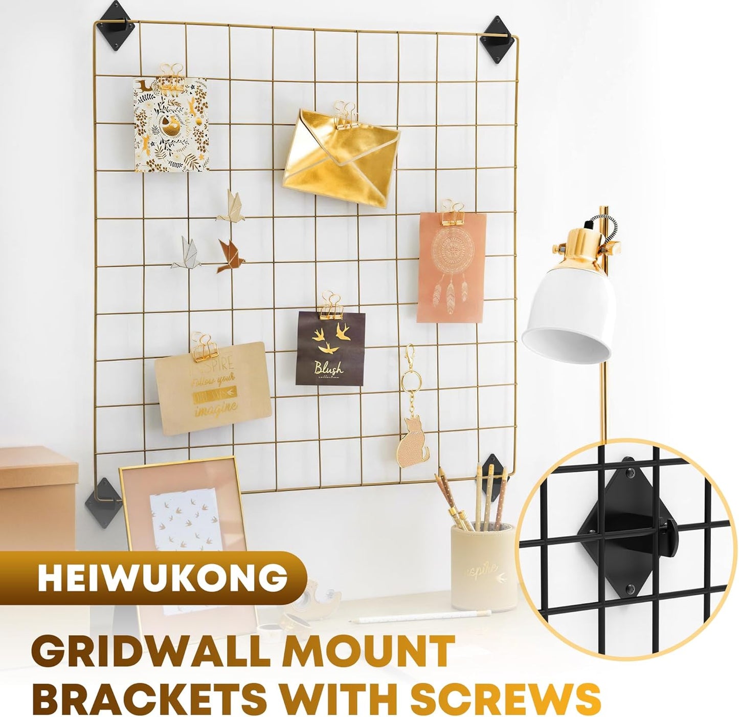 Gridwall Mount Brackets with Screws, Grid Wall Mount Trellis Brackets, 12 Pcs Grid Wall Accessory, Black Grid Wall Mount for Wire Grid Panel Clothing Store Cloakroom Retail Display Wall