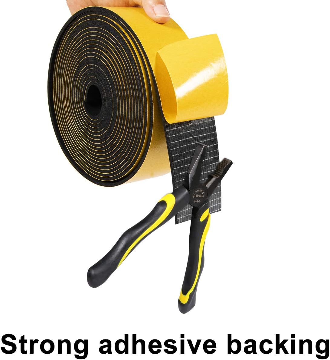 TORRAMI Weather Strip 2 inch W X 1/8 inch T, High Density Adhesive Foam Seal Tape Soundproofing Insulation Gasket for Door and Windows (16.5 Ft Length)