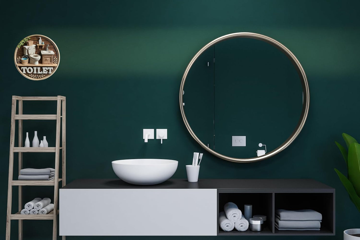 Toilet Sign Hanging Metal Sign 8x8 In Bathroom Wall Prompt Sign Suitable for Outdoor Spaces