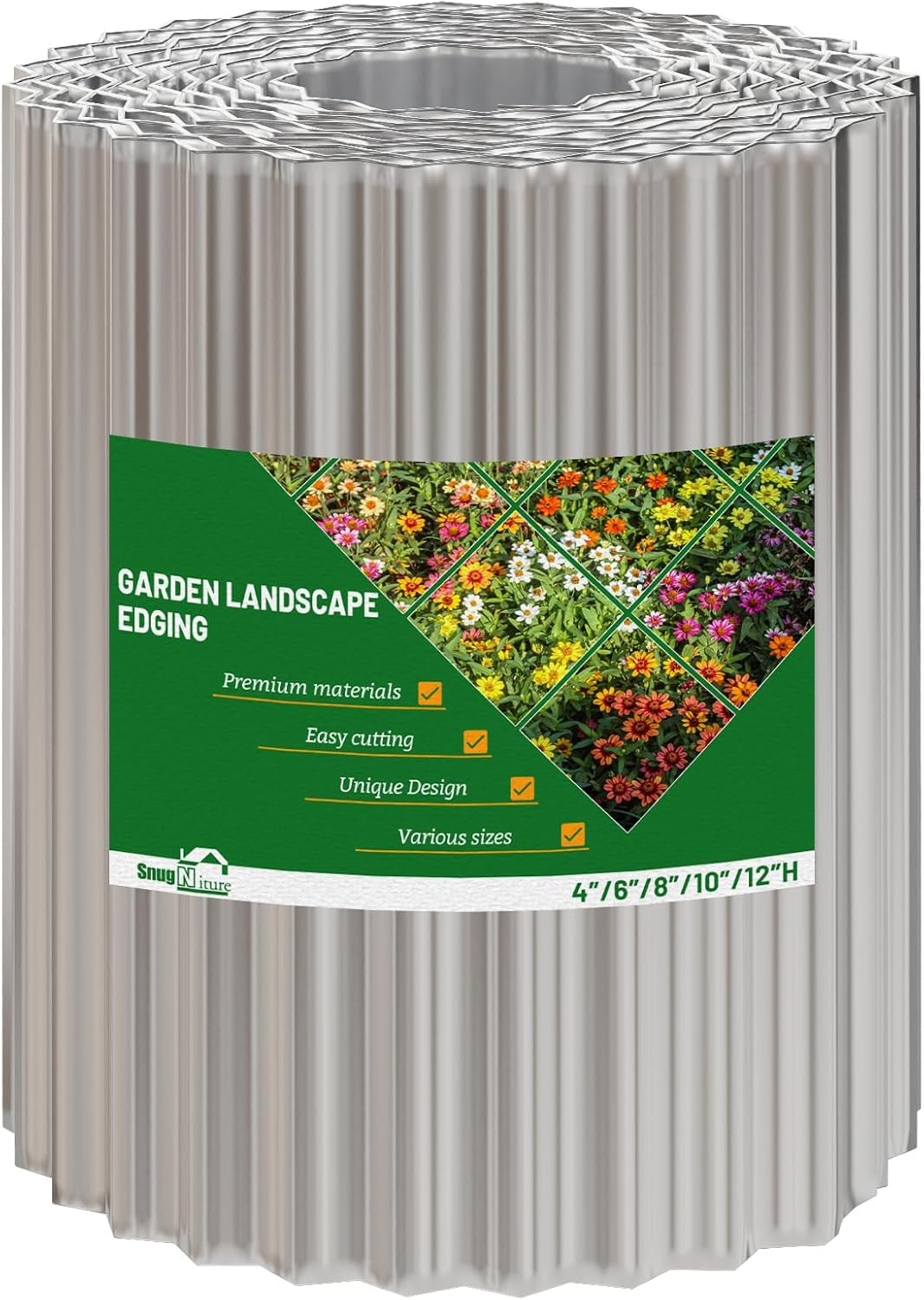 SnugNiture Corrugated Metal Garden Edging,12" x 20' Sturdy Lawn Edging Border,Landscape Edging Border for Lawn, Flower Bed,Garden and Yard