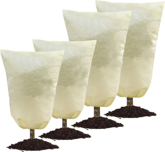 MIXC 4 Packs 2 Size Plant Covers Freeze Protection, Winter Plant Cover Cold Weather Tree Frost Cloth Warm Blankets Shrub Covers for Outdoor Plant (32''×39''+47''×71'')