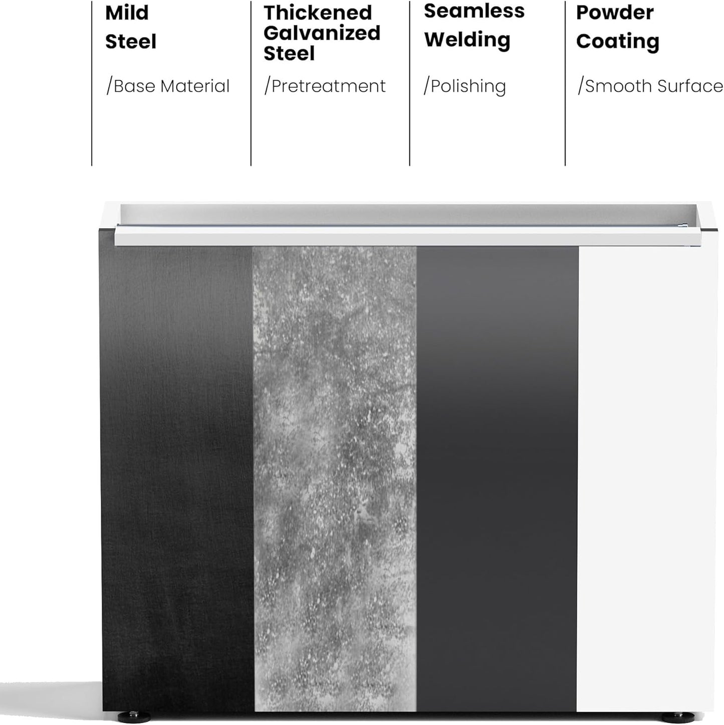 GSK Tall Illuminate Decor 30" H×10" W×37.9" L White Metal Planter Box LED Strips×2 Lighting Vibe Indoor Garden Flower Divider Plants Outdoor Separation Modern Succulent Balcony Houseplants