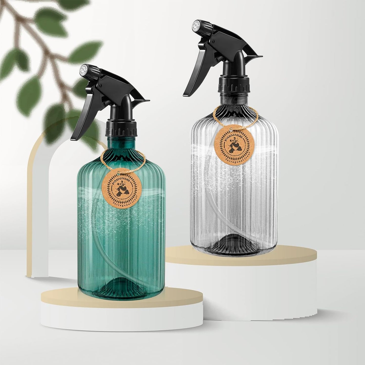 2 Pcs Spray Bottles, 18 oz Empty Water Spray Bottles, Plastic Reusable Adjustable Mist Sprayer Squirt Bottles Containers Refillable for Cleaning Solutions, Gardening, Plants