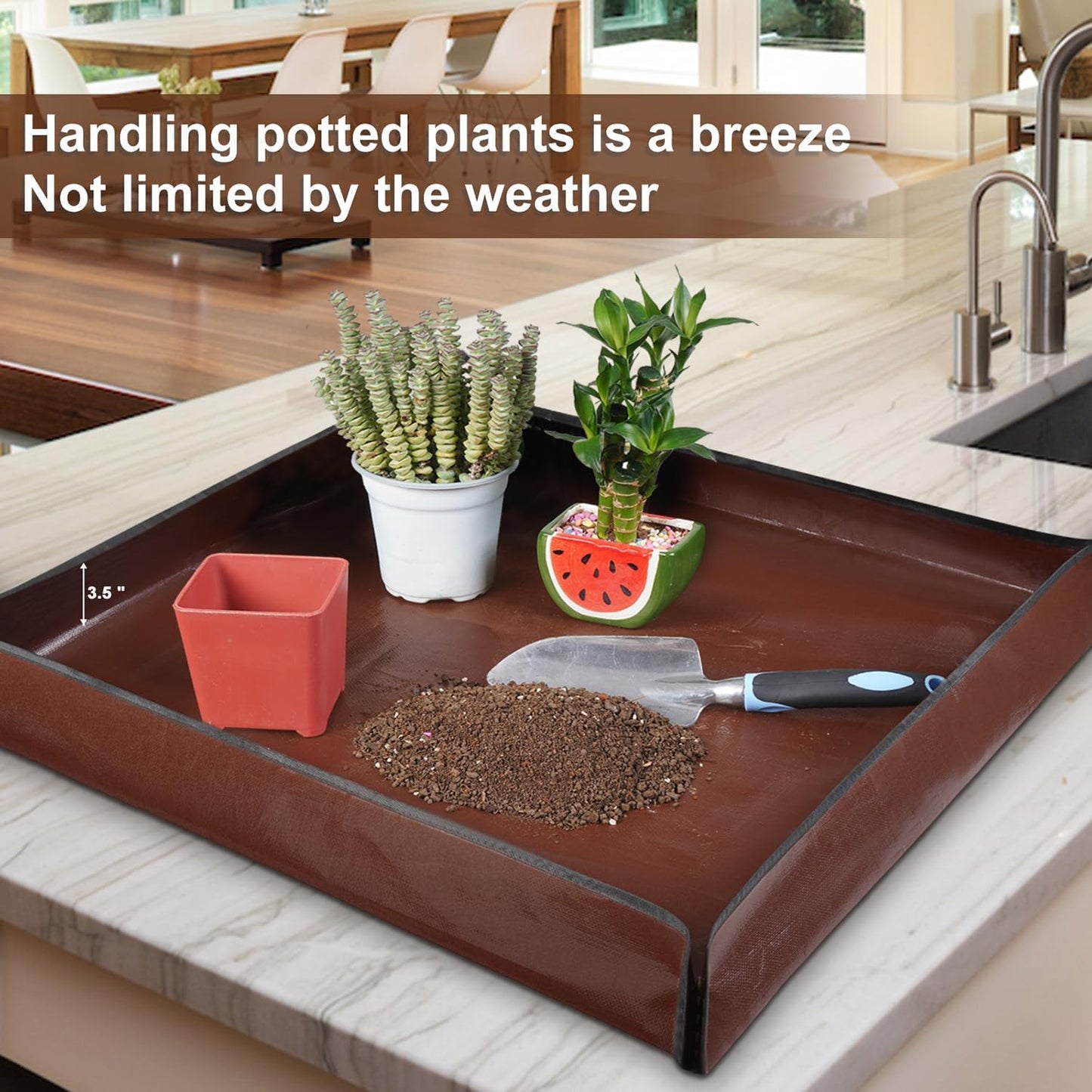 27"x 27" Repotting Mat for Indoor Plant Transplanting and Mess Control Foldable Waterproof Potting Tray-Easy to Clean Gardening Gifts for Plant Lovers