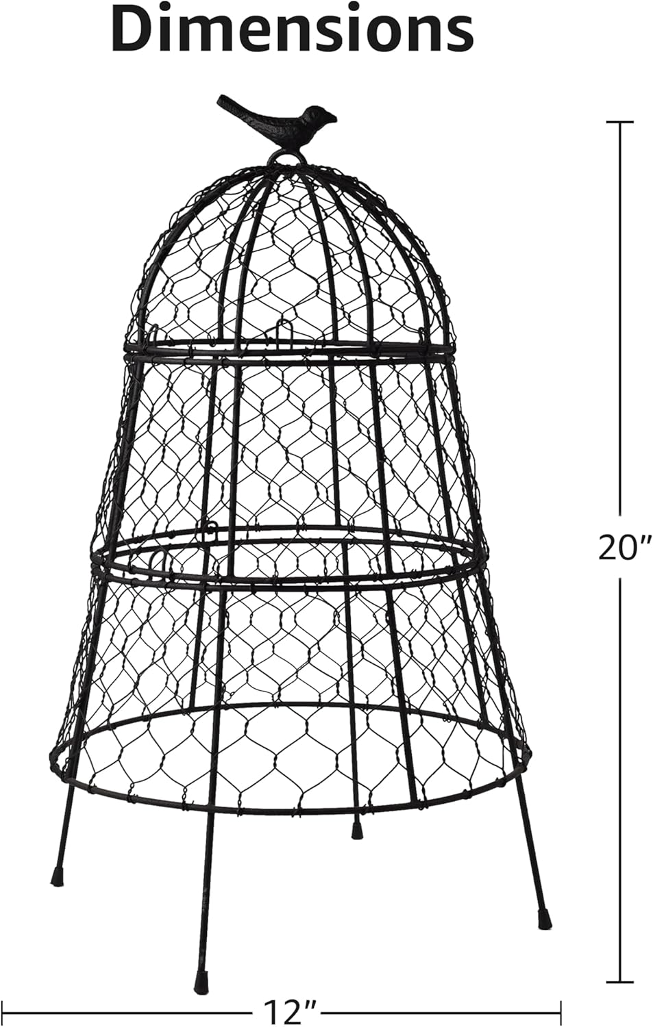 Heavy-Duty Chicken Wire Plant Cloches – Rustproof Garden Protectors and Plant Cages for Vegetables and Flowers – Safeguard Plants from Deer and Critters – 20” x 12” (Pack of 6)