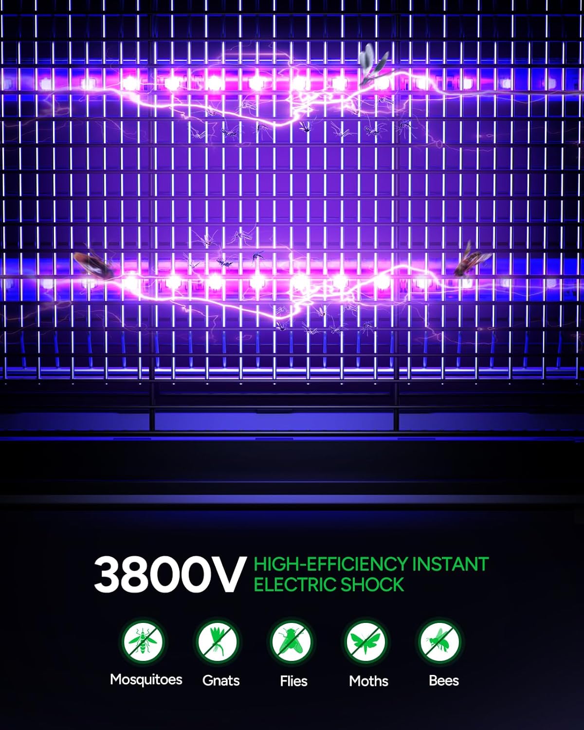 Buzbug LED Bug Zapper Indoor, 10 Years Lifespan Lamp Sustainable Less Power, Durable High-Voltage Electric Mosquito Zapper, Fly Trap Mosquito Trap, Fly Killer-MA015B (Khaki)