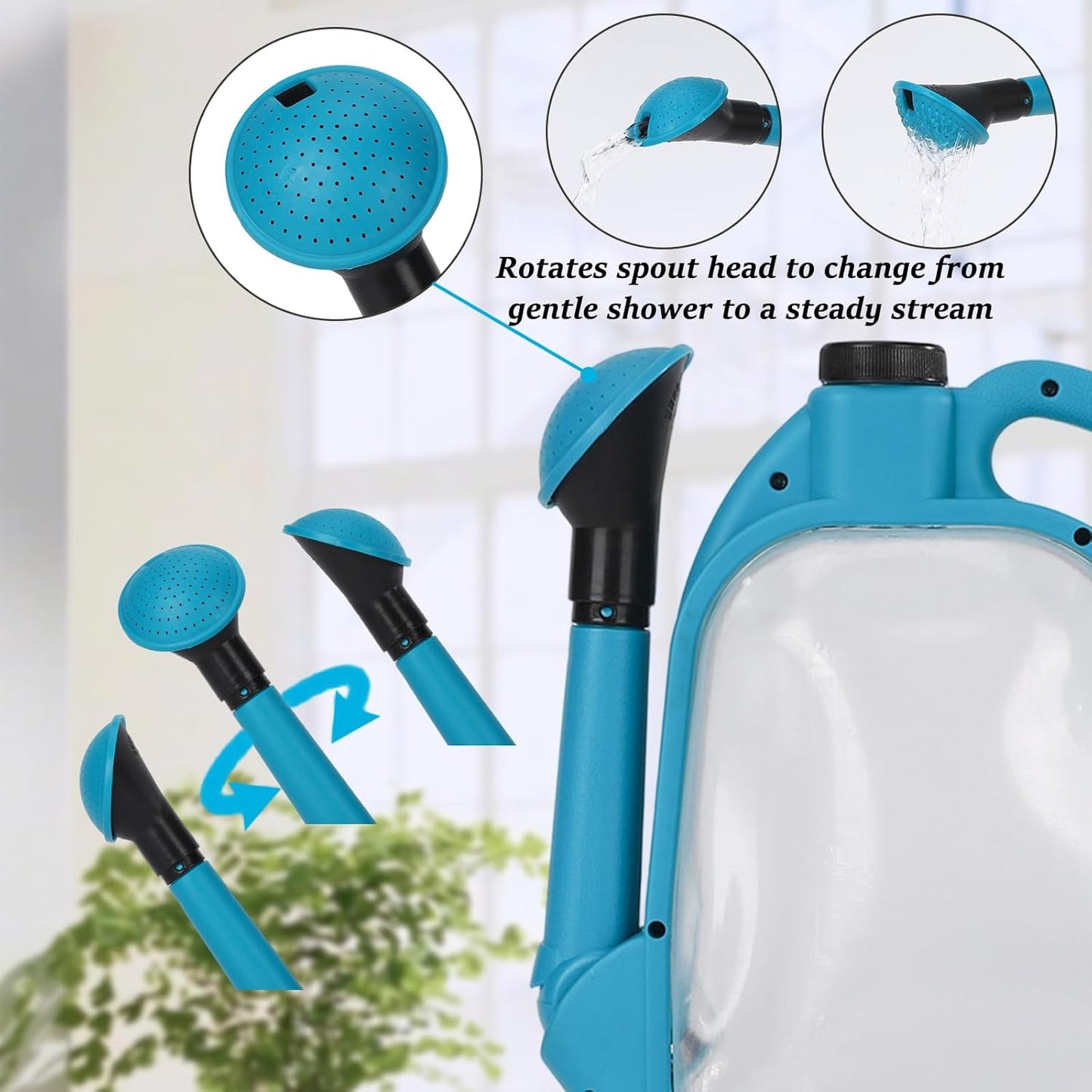 Foldable Watering Can 0.8 Gallon Transparent Plastic with Long Spout & Ergonomic Handle, Compact for Indoor Outdoor Plants（Blue