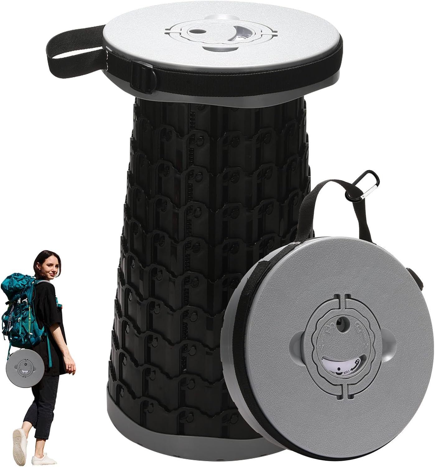 18-inch Heavy Duty Collapsible Stool - 800 lbs Capacity, 2.6 lbs Lightweight Portable Folding Stool for Camping, Travel, Music Festivals and Other Outdoor Events