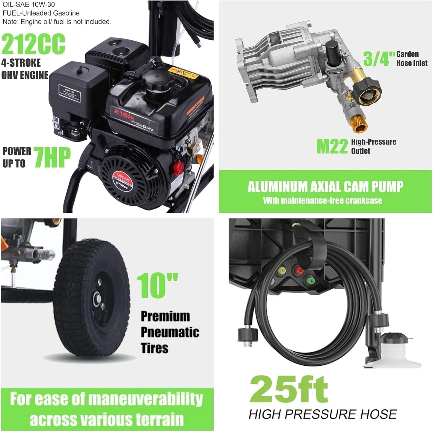 4200PSI Pressure Washer 4.0GPM Gas Power Washer 212CC Gas Powered Washing Machine Commercial High Pressure Washer with 25ft Hose&5 Nozzles for Patio Garden Yard Vehicle,EPA/CARB/ETL