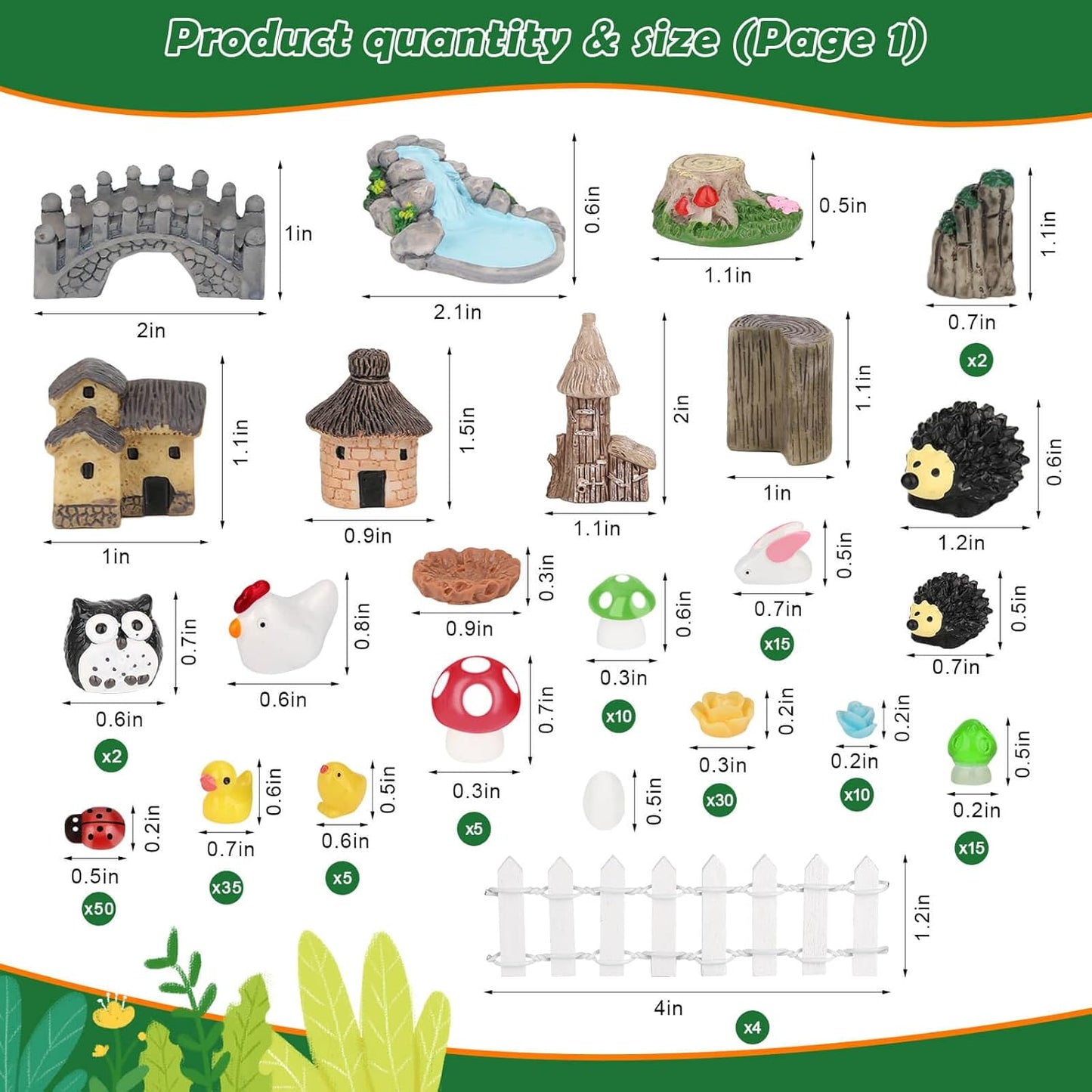 Thrilez 210 Pieces Miniature Fairy Garden Accessories, Including Resin Animals, Miniature Figurines, Micro Landscape Ornaments Kit, Fake Diorama Trees for Fairy Garden Decor