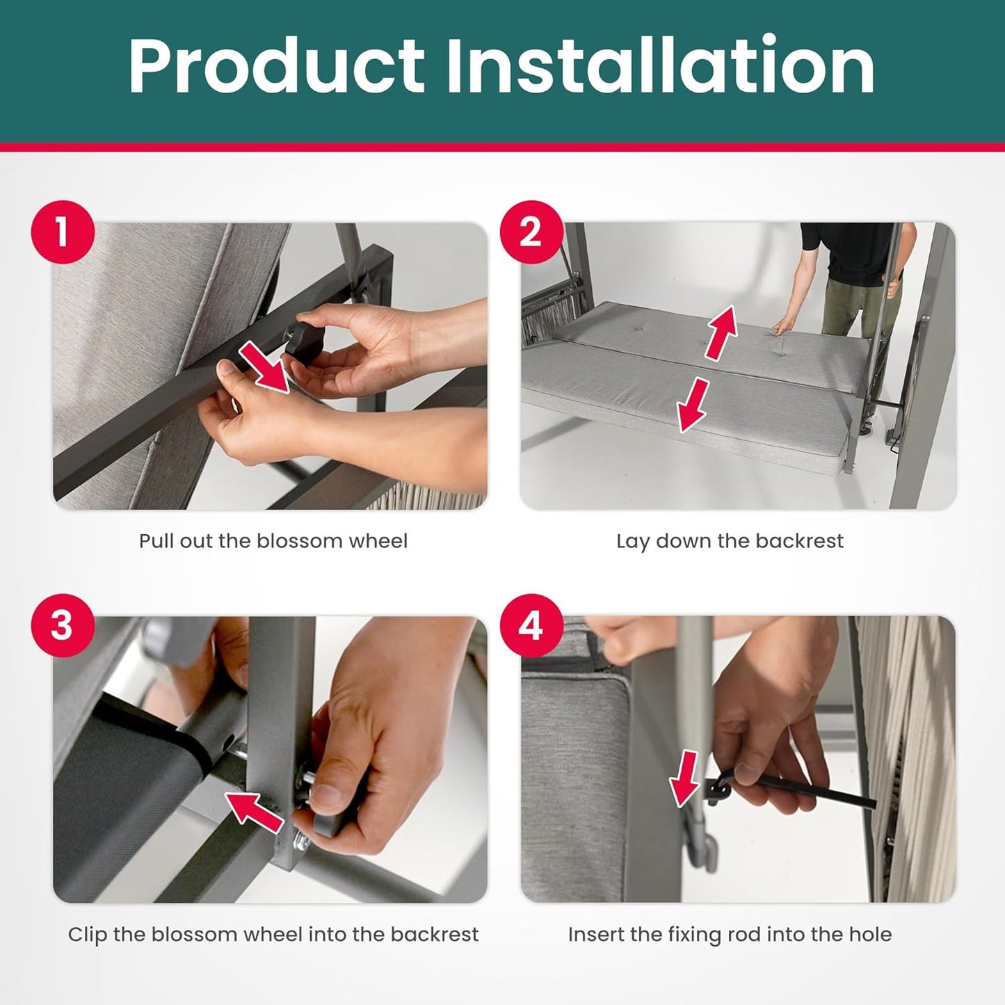 Pamapic 2-in-1 Convertible Porch Swing Bed, 3-Seat Elegant Patio Swing with Wicker Armrests, Outdoor Chair with Adjustable Canopy for Balcony, Garden, and Poolside, Gray