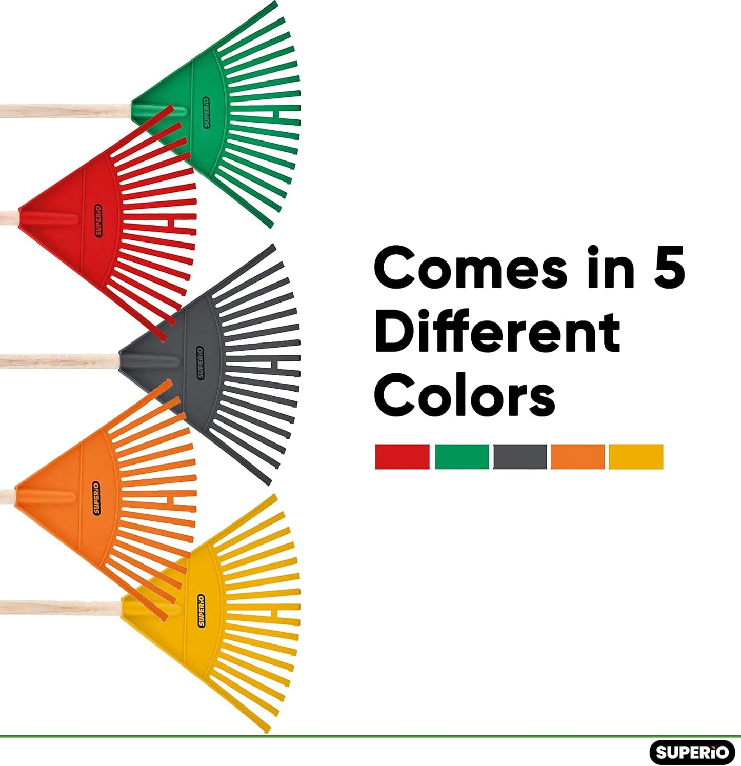 Pack of 3 Kids Rake with Hardwood Handle, Durable Plastic Head to Sweep Leaves in Lawn and Tidying Up The Garden, 34" (Orange)